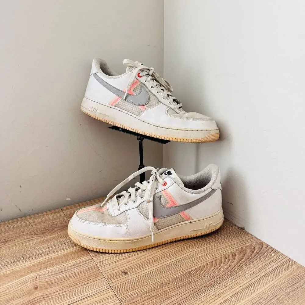 Nike Air Force 1 Low Sneakers White Gray Mens Size 11.5